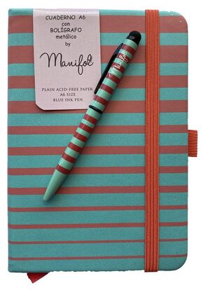 CUADERNO A6 RAYAS CON BOLIGRAFO A JUEGO