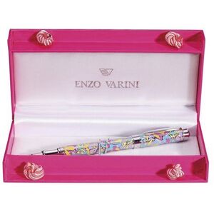PLUMA ENZO VARINI PALAZZO CLOISI MOTIVO FLORAL TURQUESA