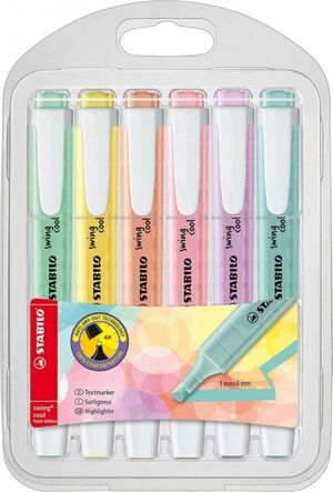 BLISTER MARCADOR FLUORESCENTE SWING COOL PASTEL 6 UNIDS