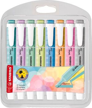 ESTUCHE 8 MARCADORES FLUORESCENTES STABILO SWING COOL NUEVO