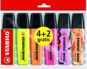 ESTUCHE 4+2 MARCADORES FLUORESCENTES STABILO BOSS ORIGINAL