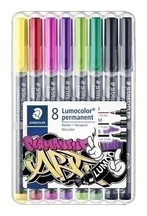 ROTULADOR PERMANENTE STAEDTLER 31 LUMOCOLOR ART (F, M, B) SURTIDO ESTUCHE DE 8
