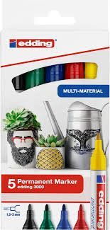 ESTUCHE 5 MARCADOR PERMANENTE EDDING 3000 COLORES BASICOS