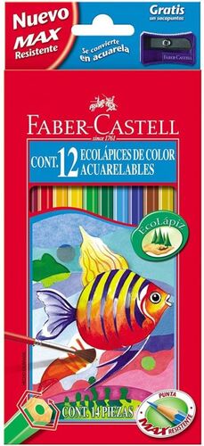 ESTUCHE 12 LAPICES ACUARELABLES + PINCEL FABER-CASTELL