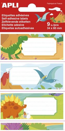 ETIQUETA NOMBRES DINOSAURIOS 9 UNIDADES