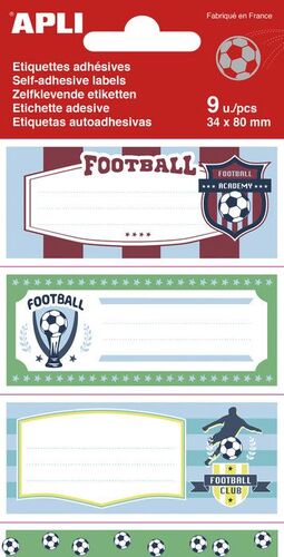 ETIQUETAS ESCOLARES FUTBOL 9 UNIDADES SURTIDAS
