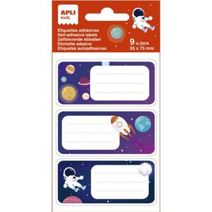 BOLSA 9 ETIQUETAS NOMBRES PLANETAS 81X36MM