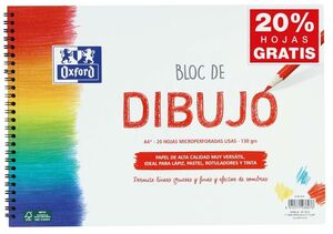 BLOC DIBUJO ESPIRAL LISO A4+ 20H 130G. OXFORD MICROPERFORAD
