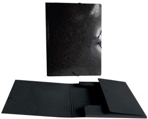 CARPETA FOLIO GOMAS Y SOLAPAS CARTÓN BRILLO LASER COLOR NEGRO