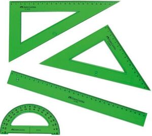 ESTUCHE DIBUJO 4 PIEZAS REGLAS VERDE/TRANSP. FABER-CASTELL