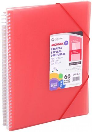 CARPETA 30 FUNDAS A4 ESPIRAL ARCHIVEX STAR ROJO CARCHIVO