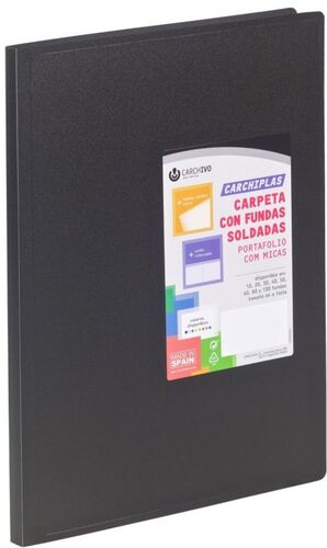 CARPETA 40 FUNDAS A4 TAPA FLEXIBLE NEGRO CARCHIPLAS