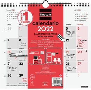 CALENDARIO PARED PARA ESCRIBIR M 2022 +