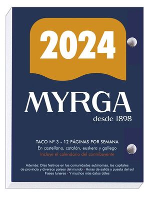 TACO CALENDARIO SOBREMESA Nº 3 2024 MYRGA