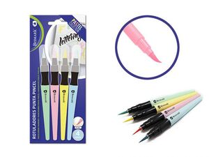 SET 4 ROTULADORES LETTERING PUNTA PINCEL COLORES PASTEL