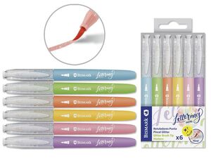 ROTULADORES GLITTER 6 COLORES LETTERING PASTEL SURTIDOS