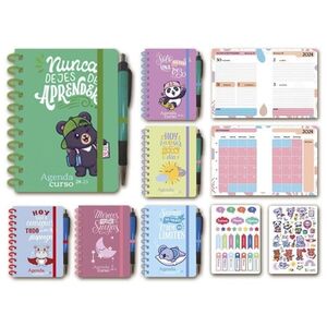 AGENDA ESCOLAR 24/25 8º 2DP GLITTER ESPIRAL CON BOLIGRAFO
