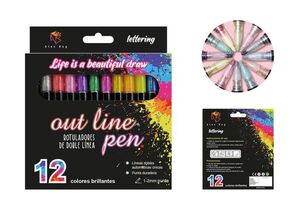 SET 12 ROTULADORES OUTLINER BICOLOR NEON PASTEL