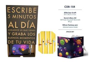ESTUCHE DIARIO UNIVERSO CON CANDADO Y BOLIGRAFO  A JUEGO