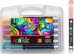 ESTUCHE 12 ROTULADORES ACRILICOS REAL BRUSH COLORES SURT.