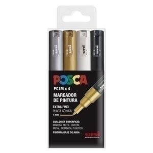 MARCADOR T.OPACA NO PERMANENTE UNI POSCA 0.7 (PC-1M) GSWB ESTUCHE DE 4
