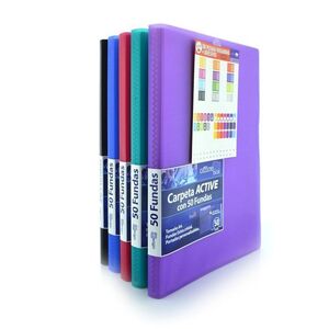 CARPETA A4 PP 50 FUNDAS COLORES VERDE