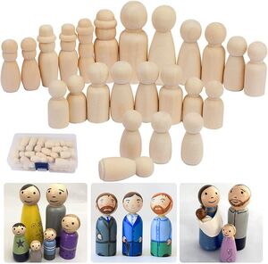 24PIEZAS MUÑECOS MADERA EN 12ESTILOS, MUÑECA SIN TERMINAR CLAVIJA MACIZA PEG DOLLS, ARTESANIAS DE MADERA